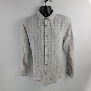 Carbon2Cobalt mens long sleeve button down shirt L gray‎ 2822 linen